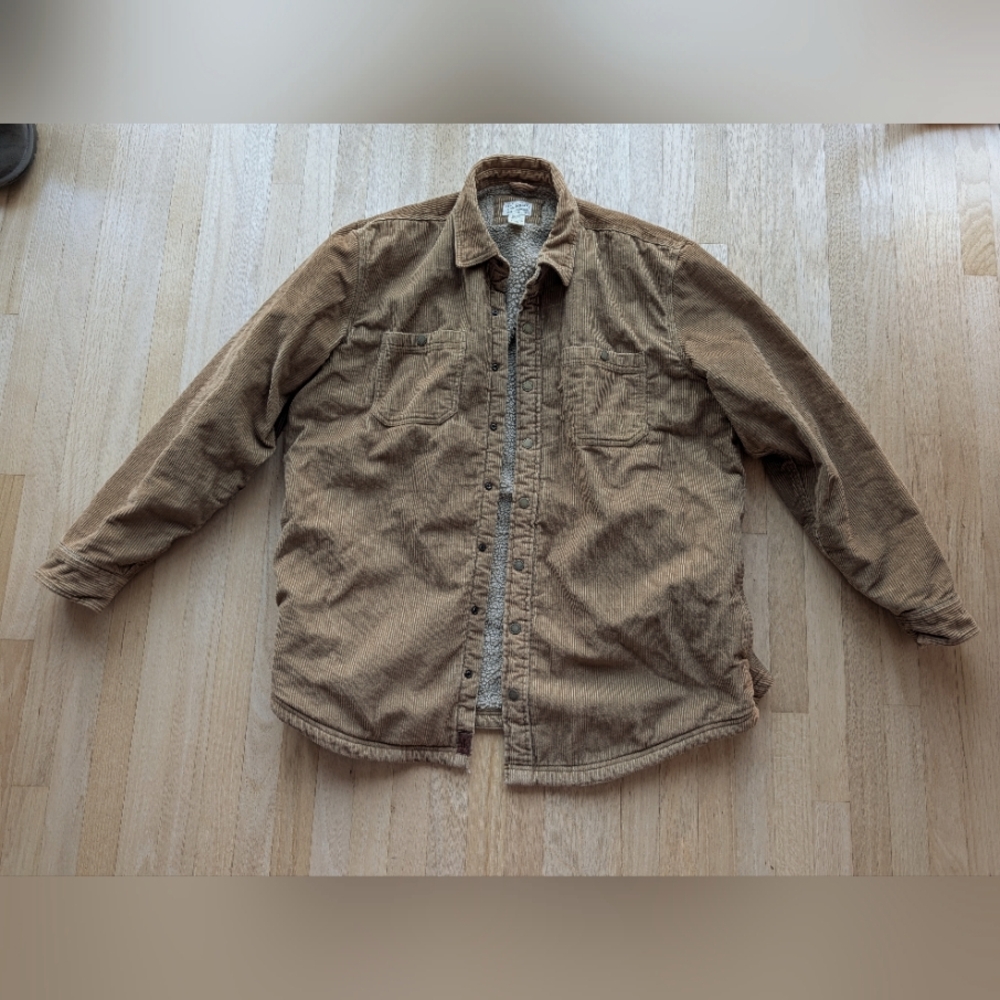 L.L. Bean Men's Brown Corduroy And Sherpa Lined Chore Jacket (Size XL Tall)
